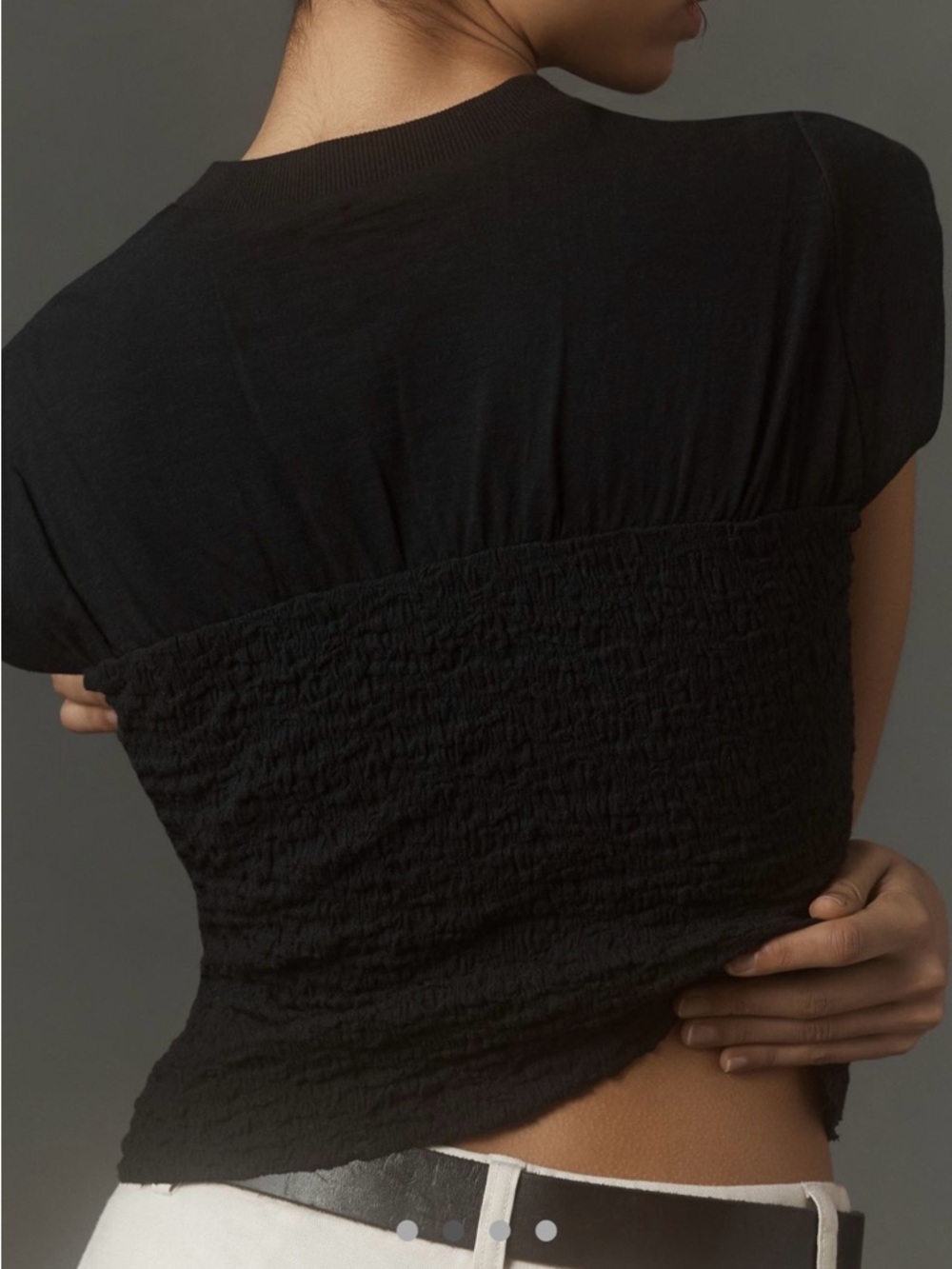 Anthropologie Maeve Smocked Muscle Top - Black- size L - NWT - Picture 4 of 5